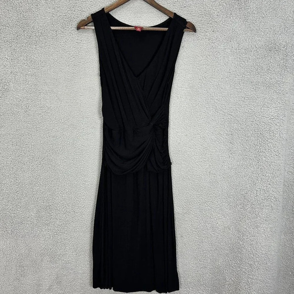 Gilli Dress womens XS black midi sleeveless gathered ruched‎ drop waist flowy - Picture 1 of 9